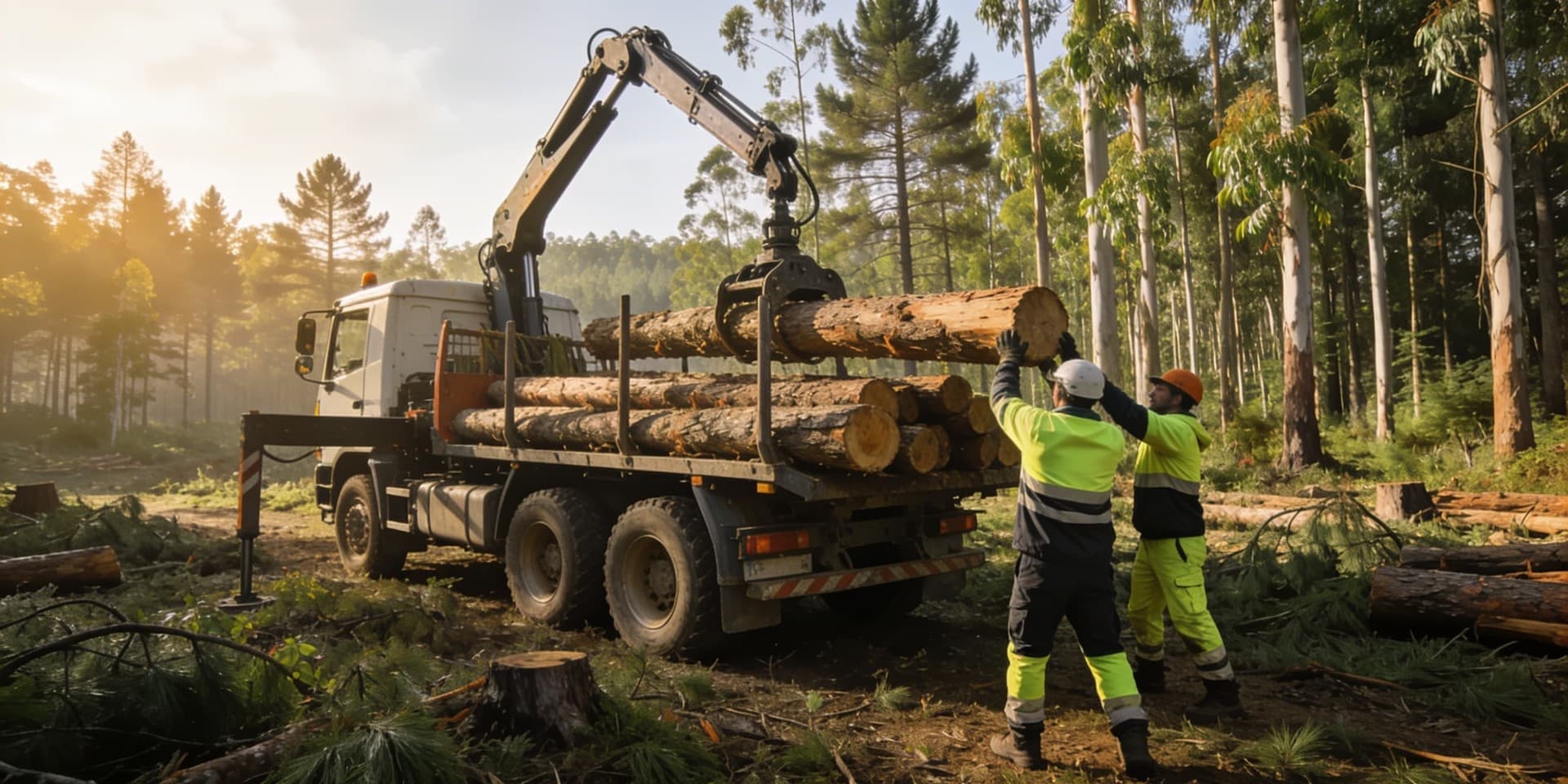 Equipo de Forestal Cando trabajando en la compraventa de madera